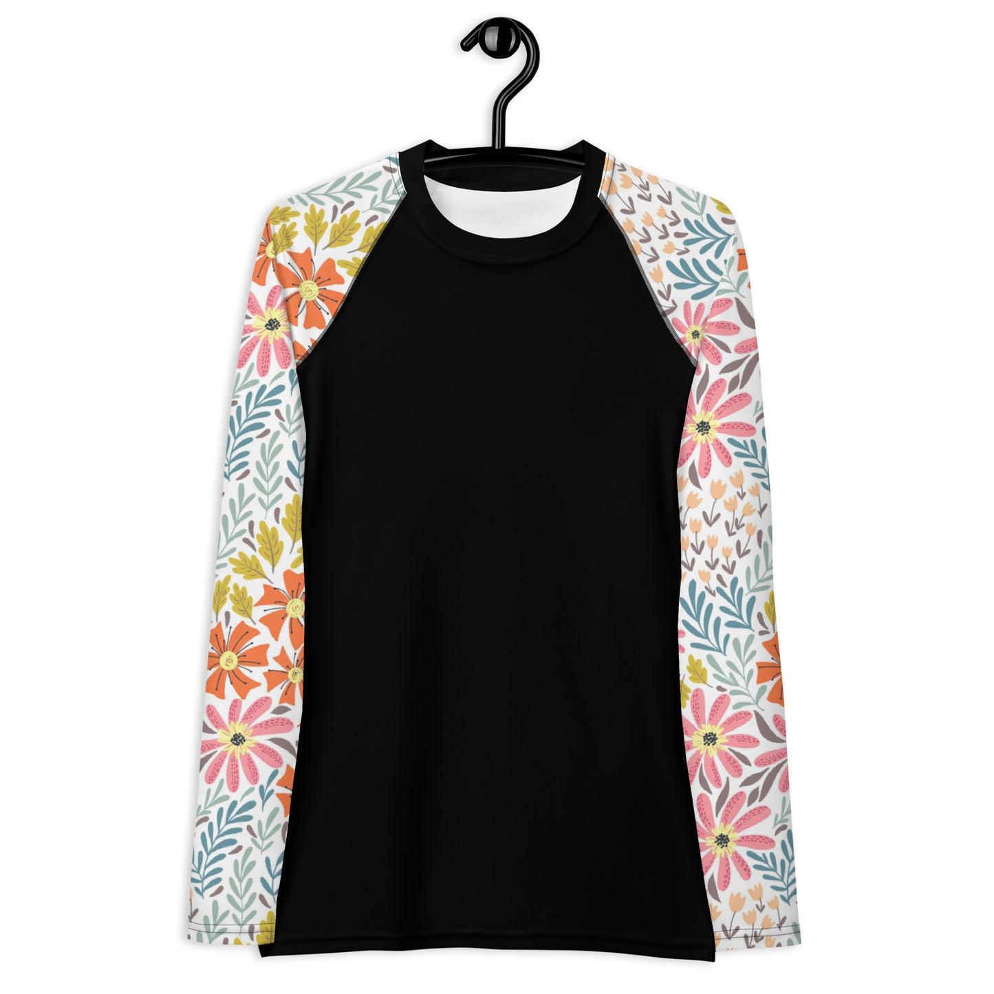 Multicolor Flower Sleeves and Black body - Women's Rash Guard