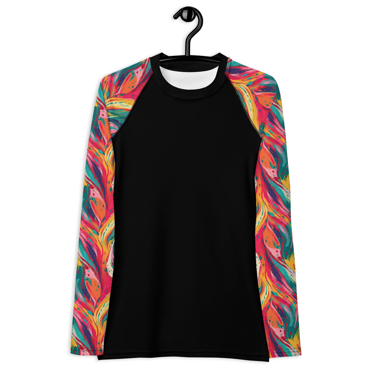 Multicolor Abstract Sleeves and Black Body - Women's Rash Guard