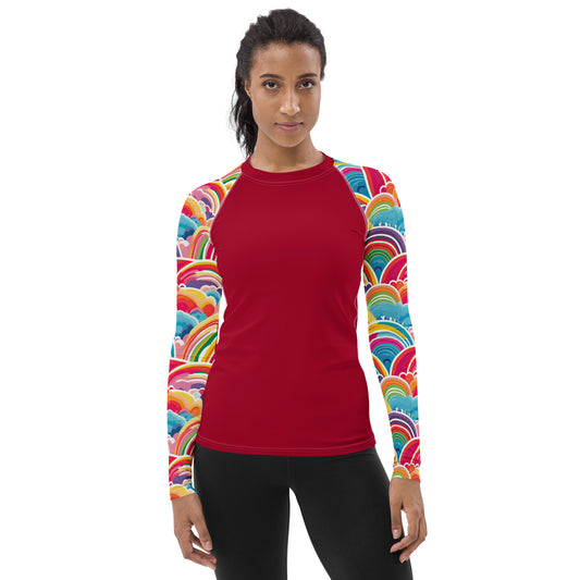 Rainbow Sleeves and Red Body - Women's Rash Guard