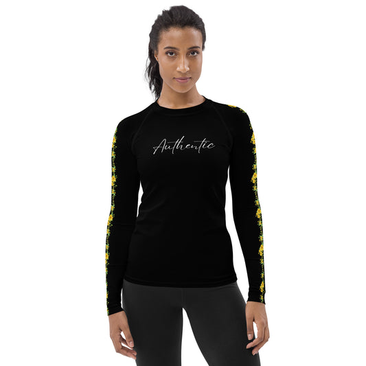 Sunflower Vines - Authentic - Black - Women's Rash Guard