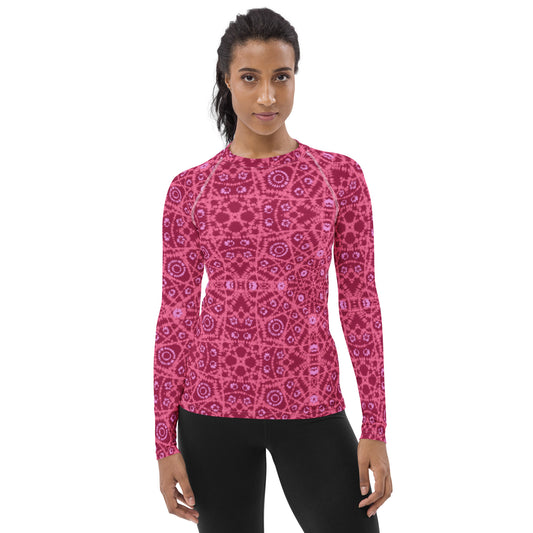 Batik - Red and Pink - Women's Rash Guard