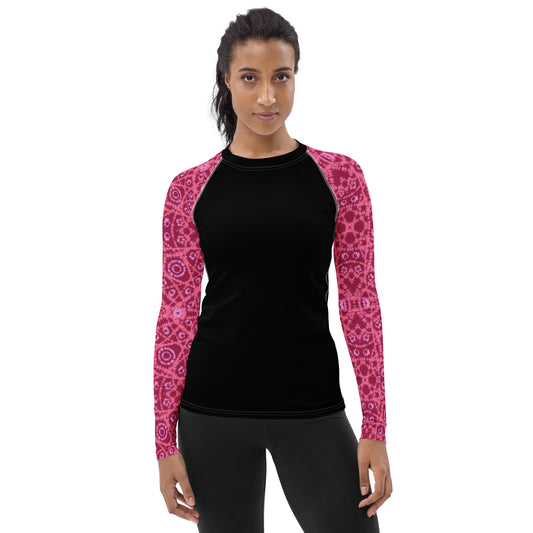 Batik - Red and Pink Sleeves and Black Body - Women's Rash Guard