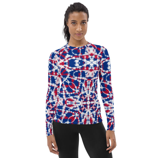 Batik - Red, White, and Blue - Women's Rash Guard
