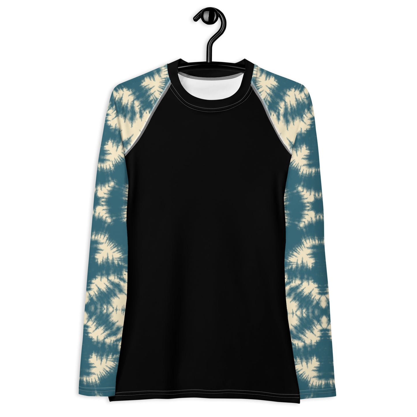 Teal Batik Sleeves and Black Body - Women's Rash Guard