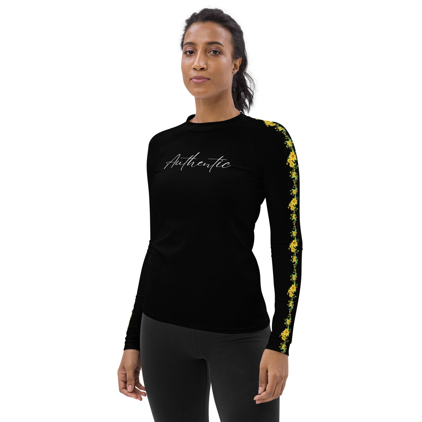 Sunflower Vines - Authentic - Black - Women's Rash Guard