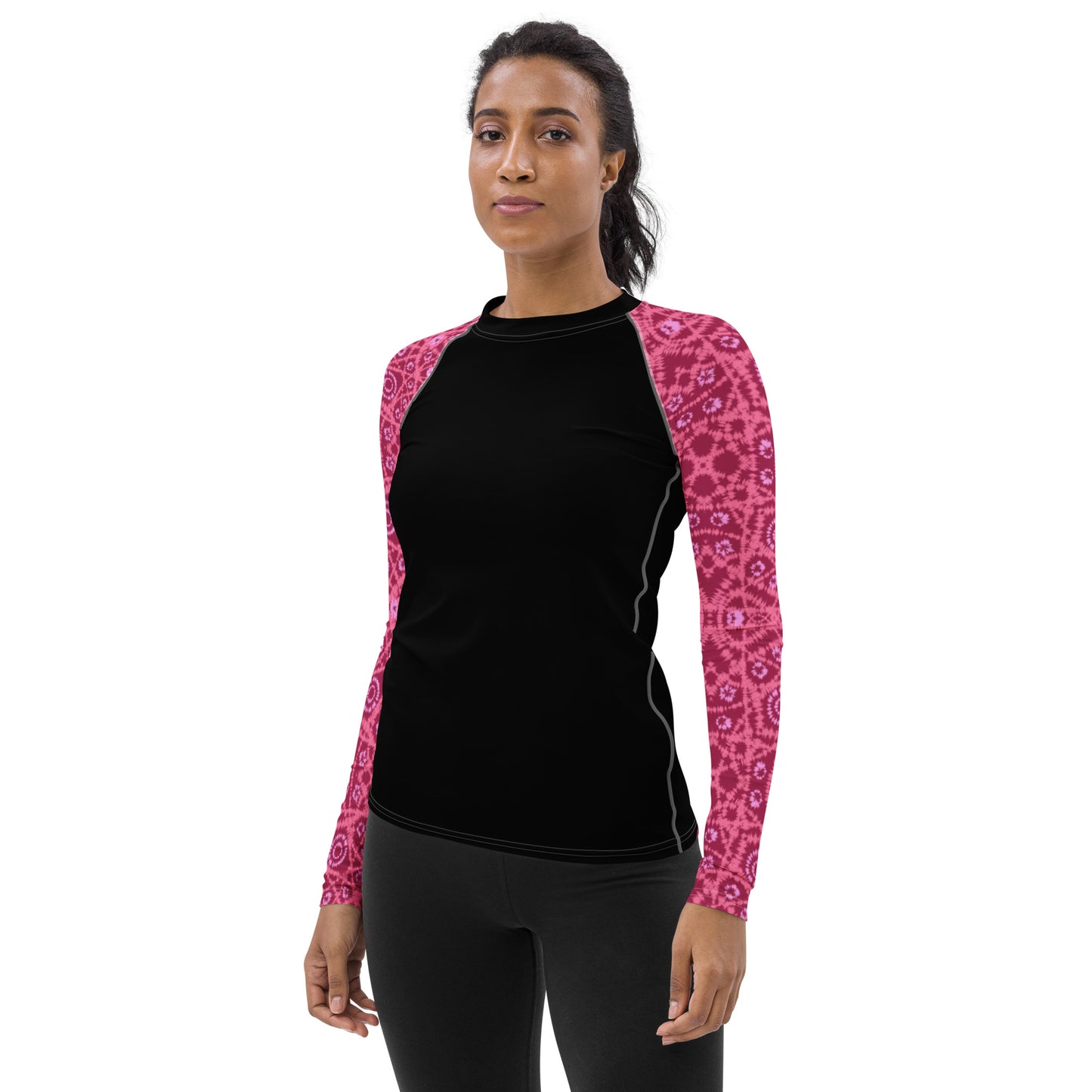 Batik - Red and Pink Sleeves and Black Body - Women's Rash Guard