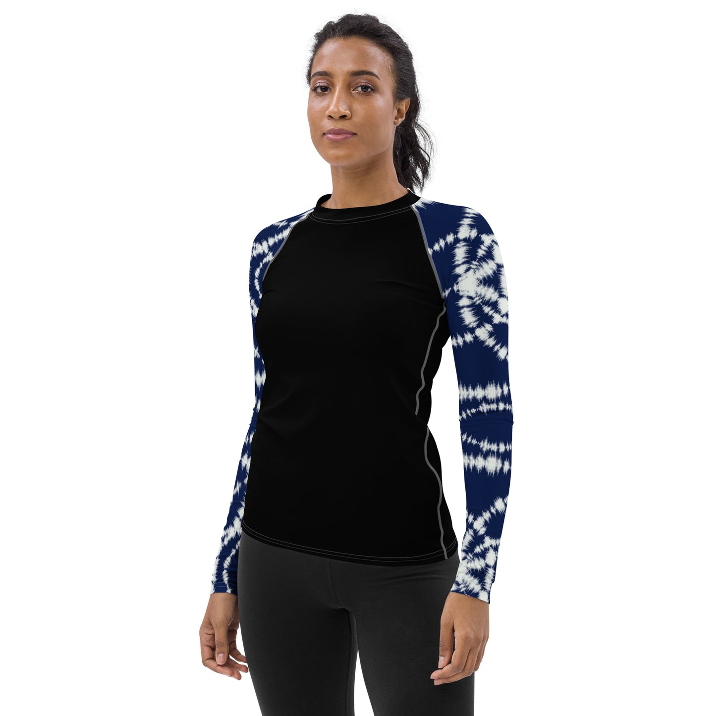 Indigo Batik 2 Sleeves and Black Body - Women's Rash Guard