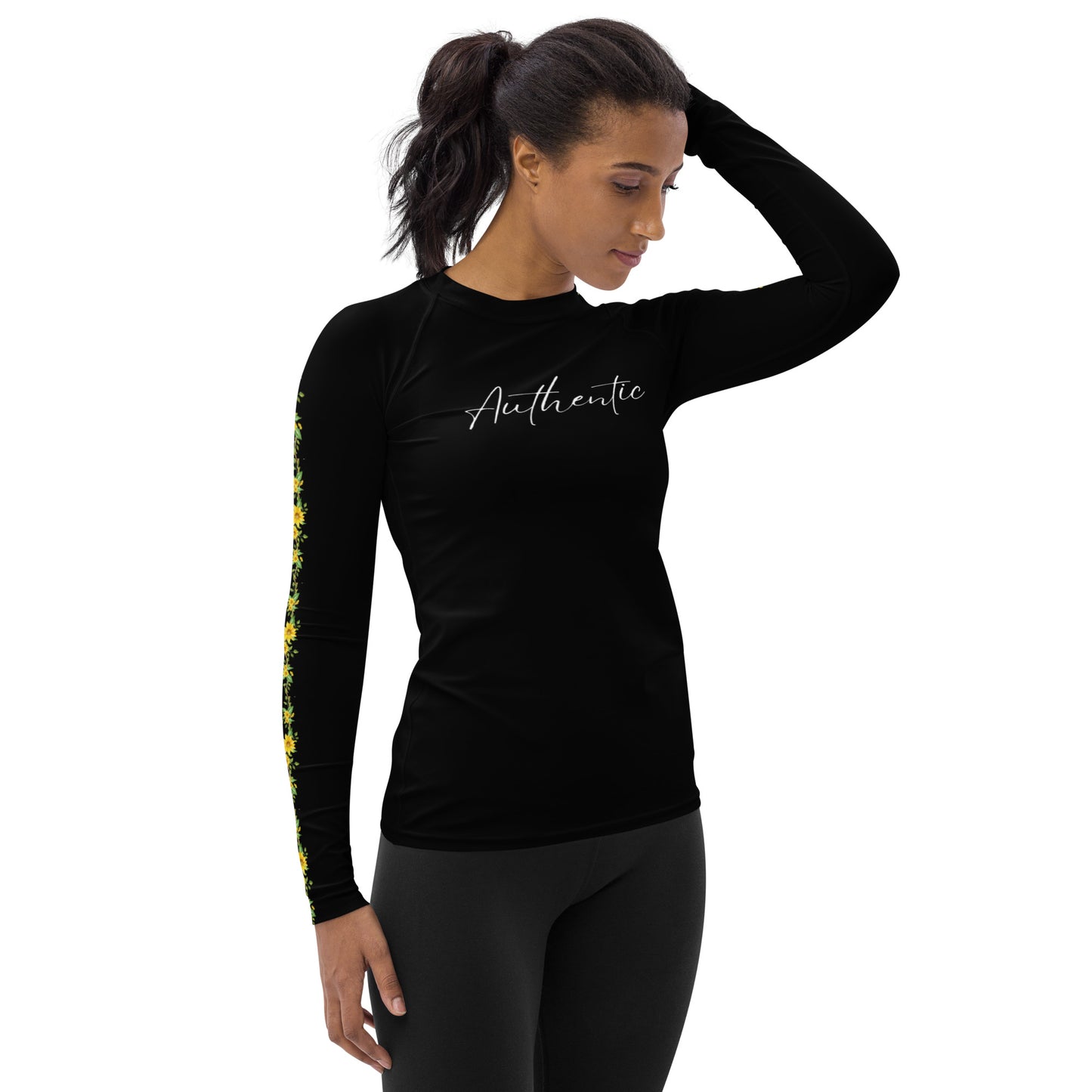 Sunflower Vines - Authentic - Black - Women's Rash Guard