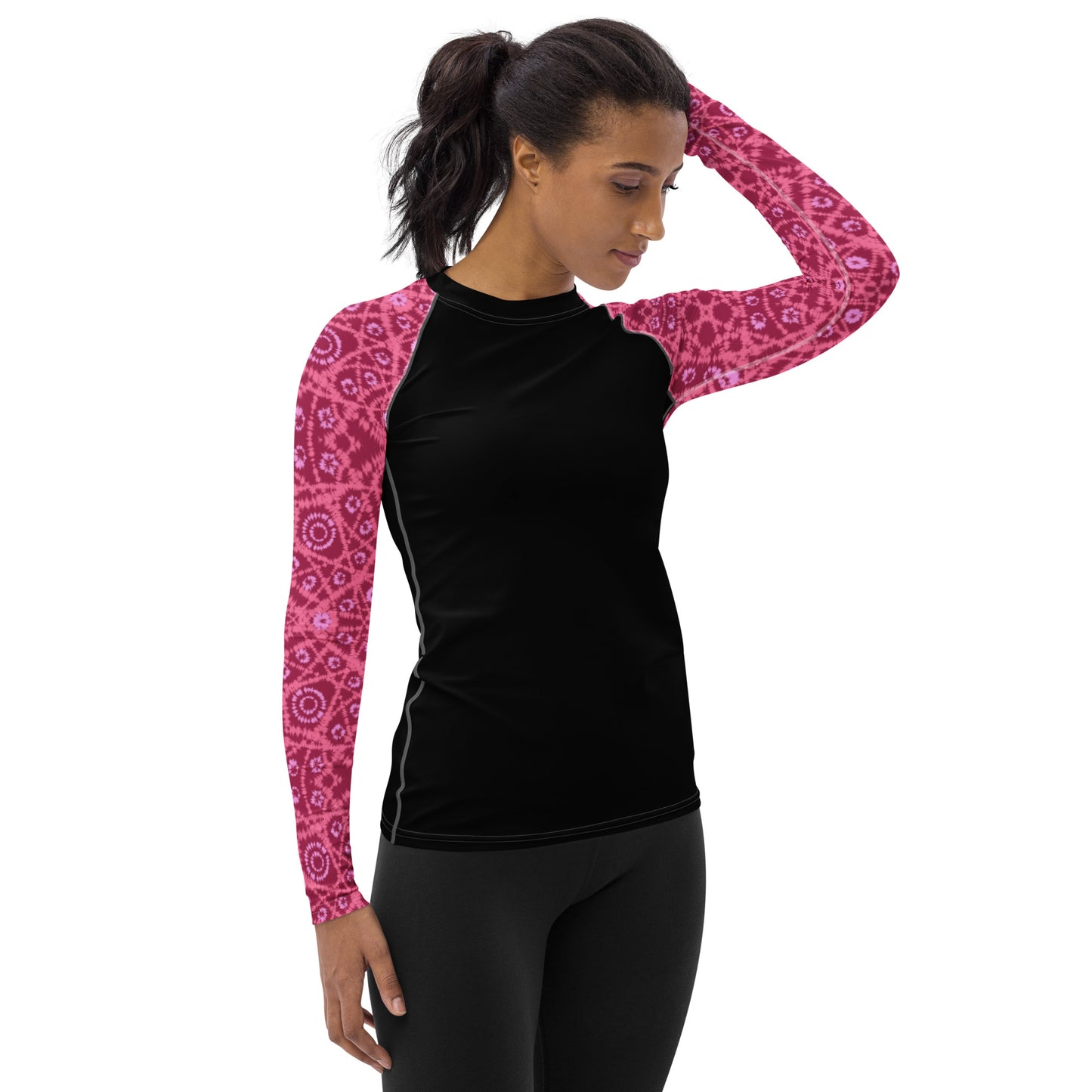 Batik - Red and Pink Sleeves and Black Body - Women's Rash Guard
