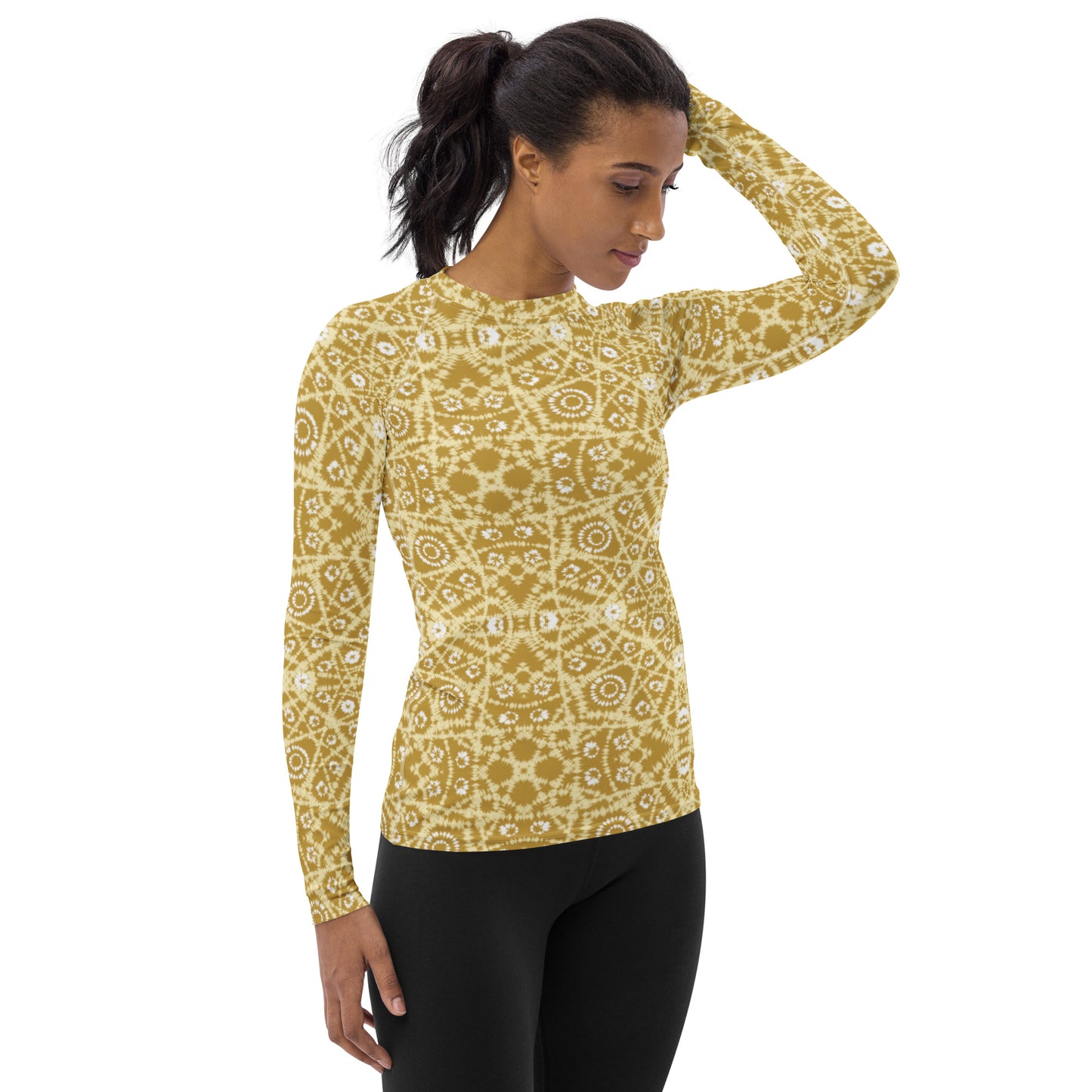 Dark Yellow Boho Batik - Women's Rash Guard