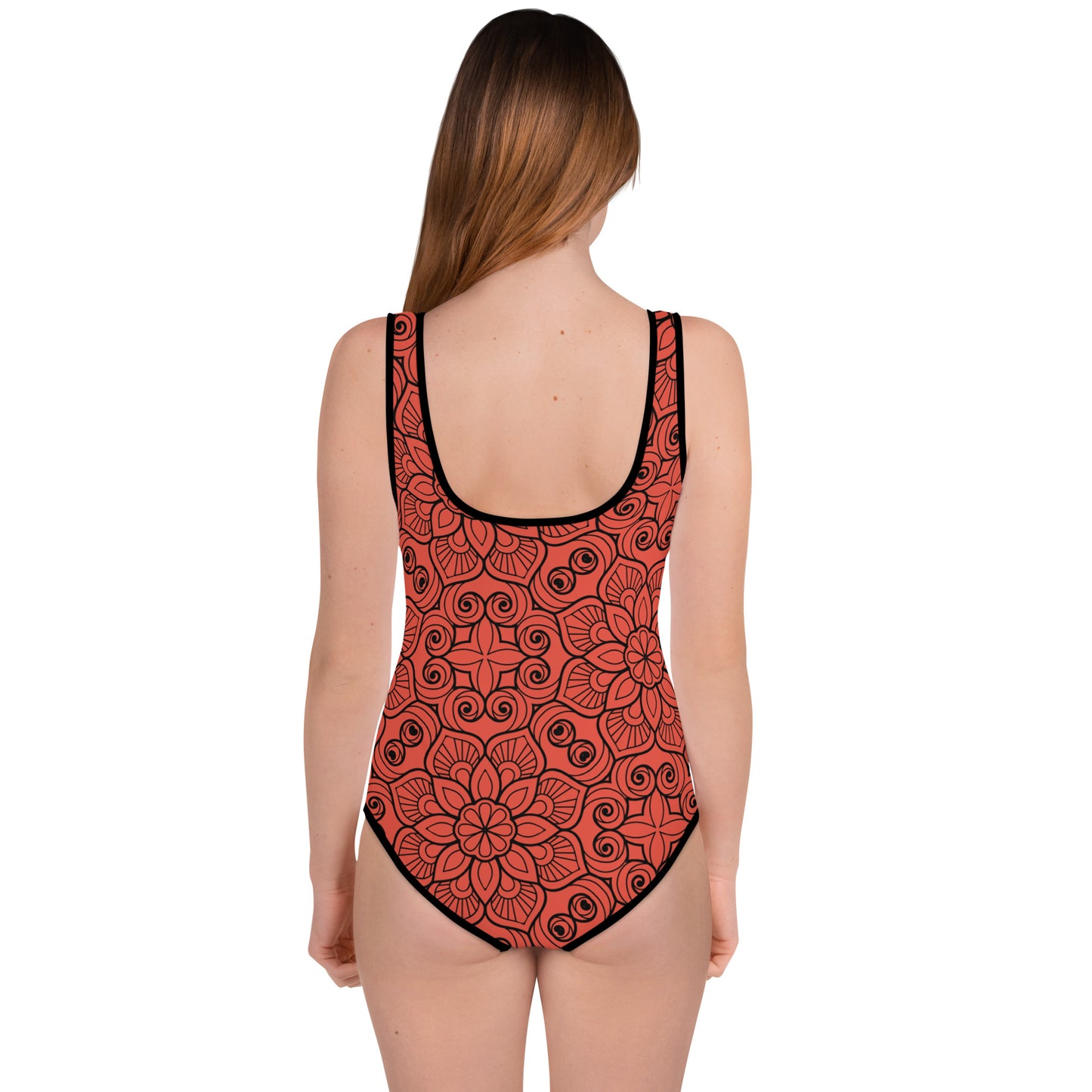 Red and Black Mandala - Youth Swimsuit