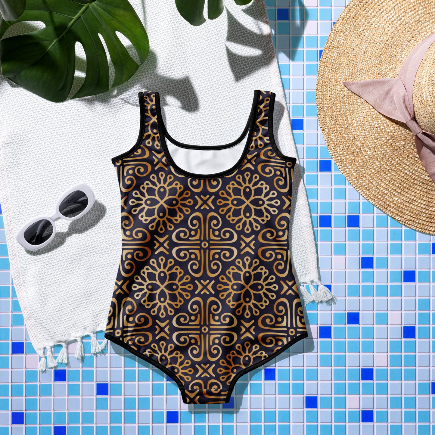 Black and Gold Mandala - Youth Swimsuit