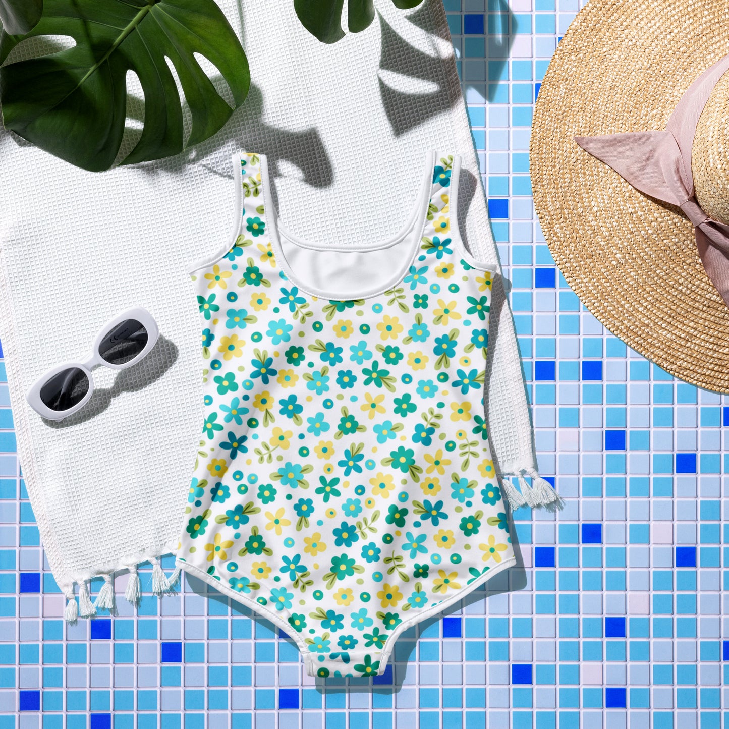 Yellow and Blue Flowers - Youth Swimsuit