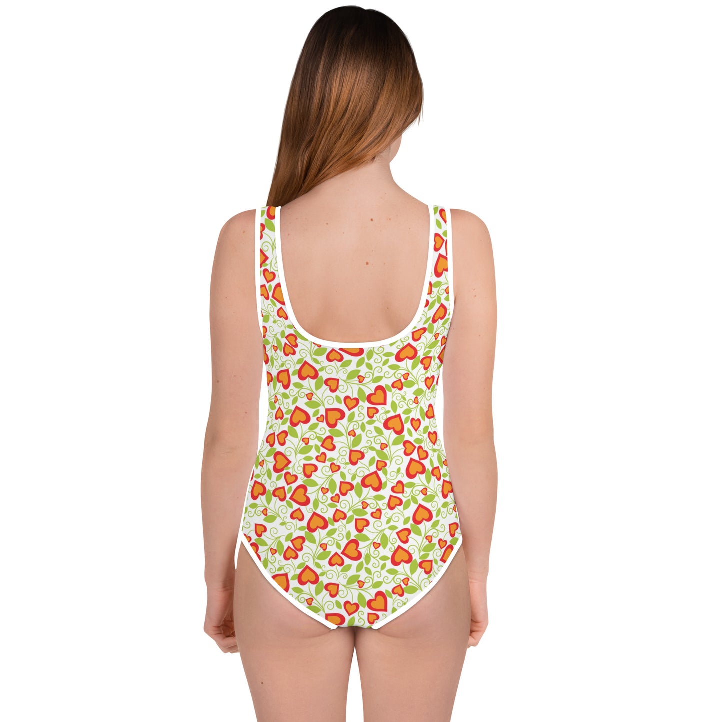 Heart Flowers - Red - Youth Swimsuit