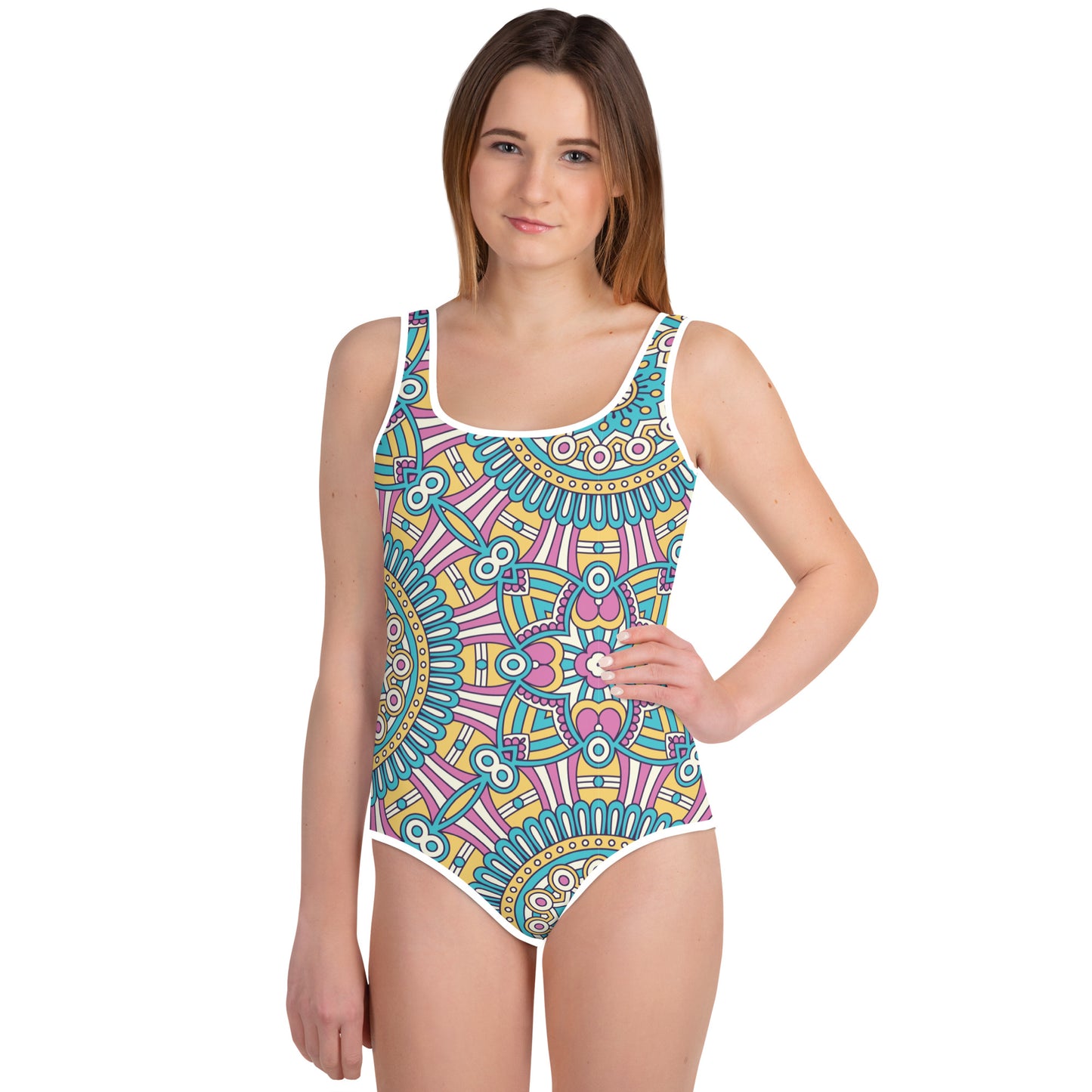 Pink and Blue Mandala - Youth Swimsuit