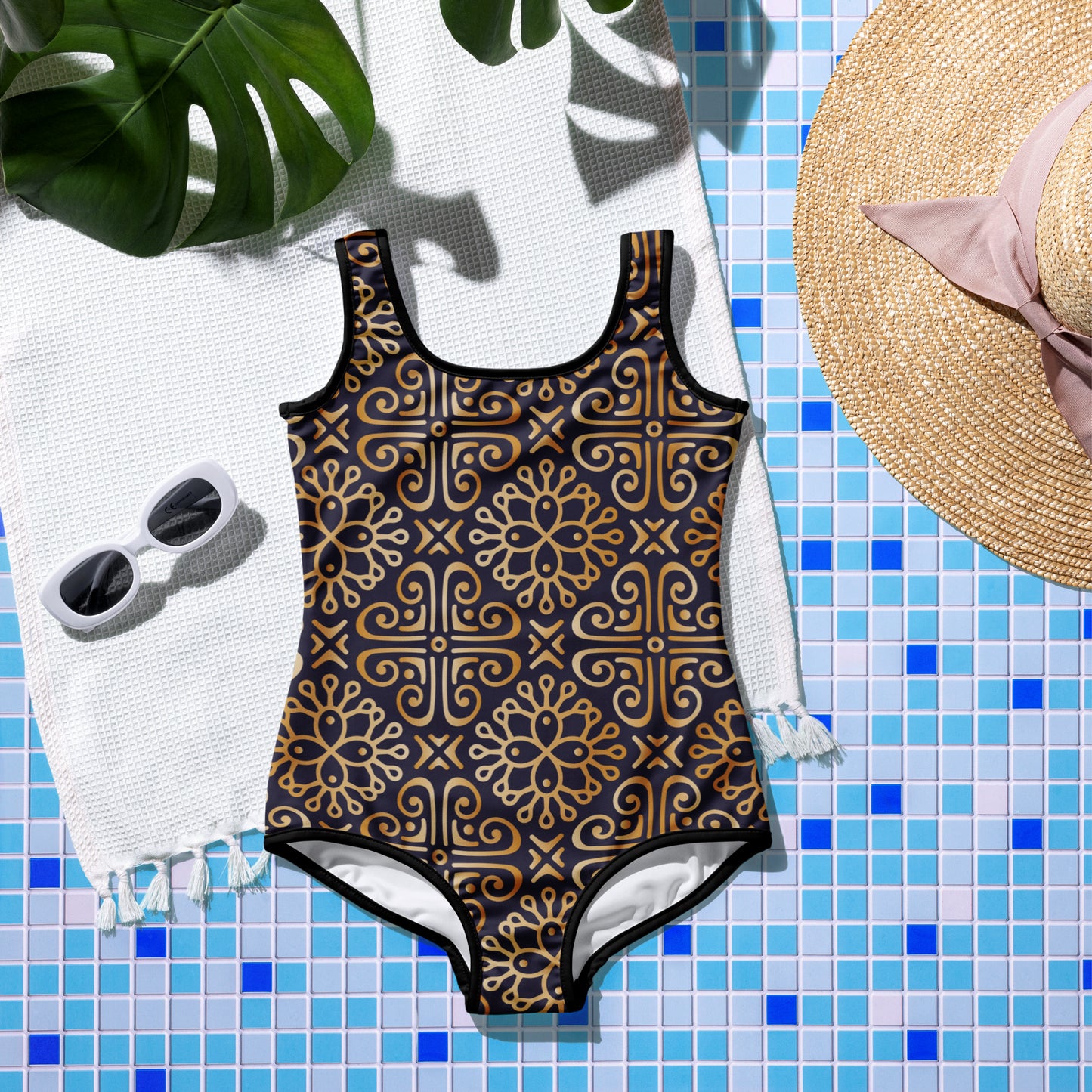 Black and Gold Mandala - Youth Swimsuit
