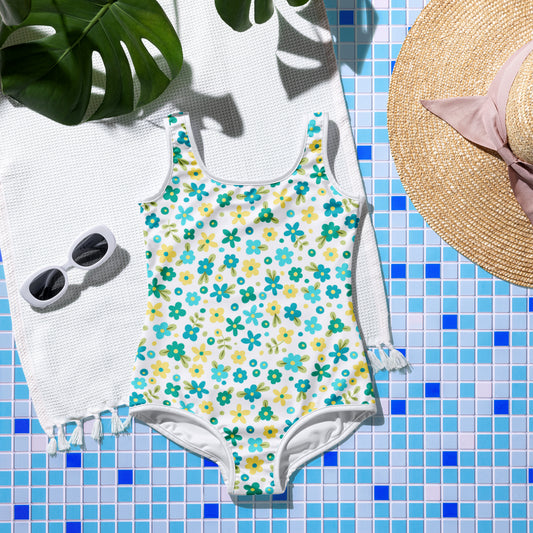 Yellow and Blue Flowers - Youth Swimsuit