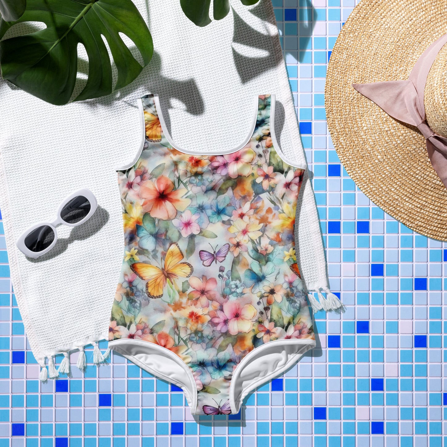 Butterflies and Flowers - Youth Swimsuit