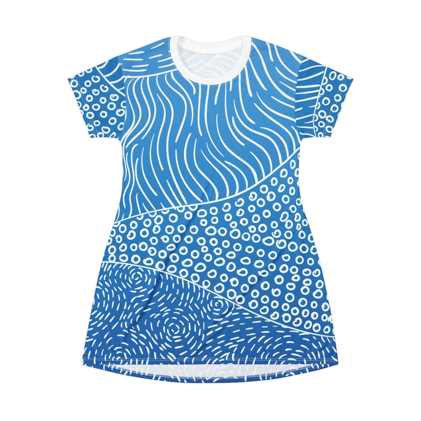 T-Shirt Dress - Blue and White Abstract