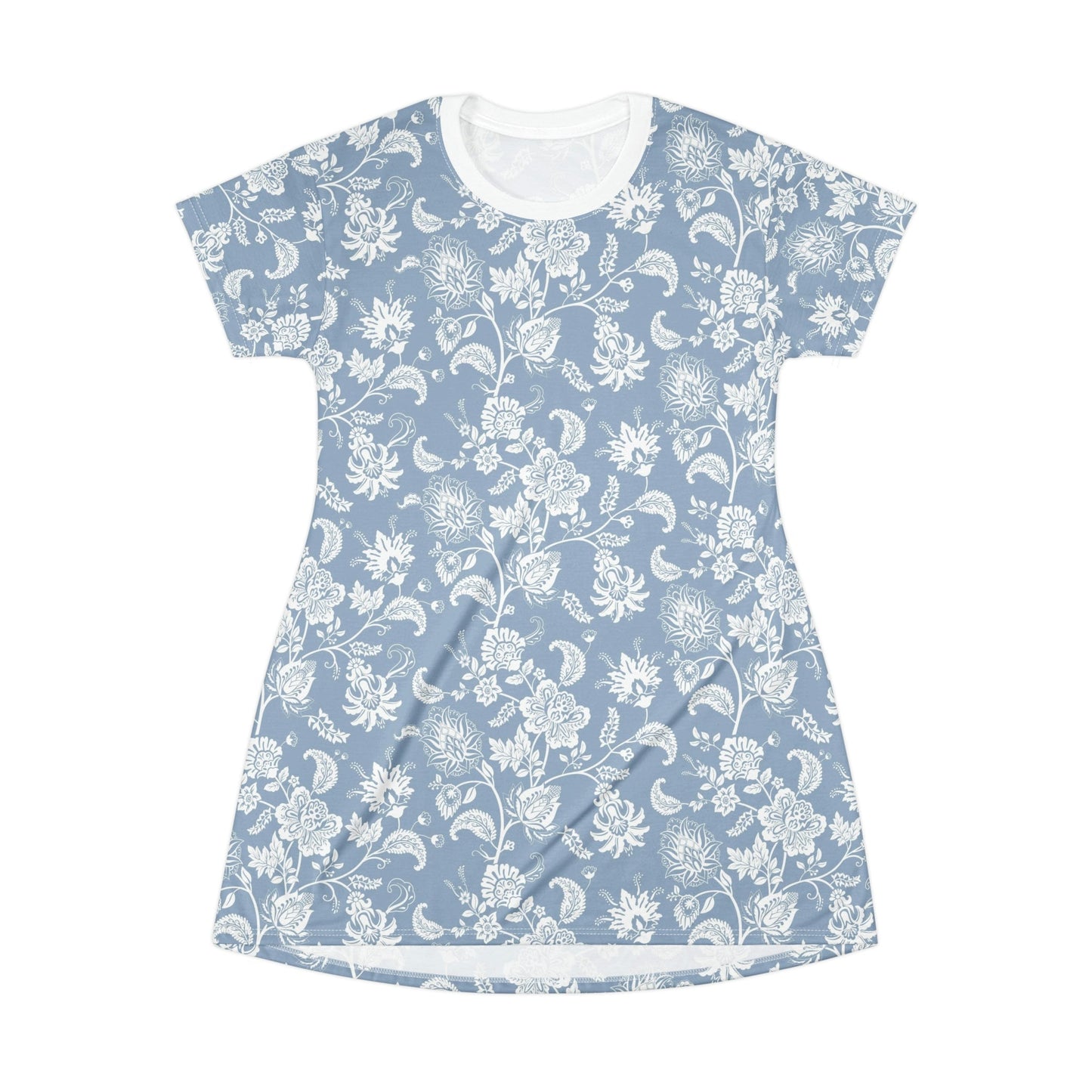 T-Shirt Dress - White Flowers