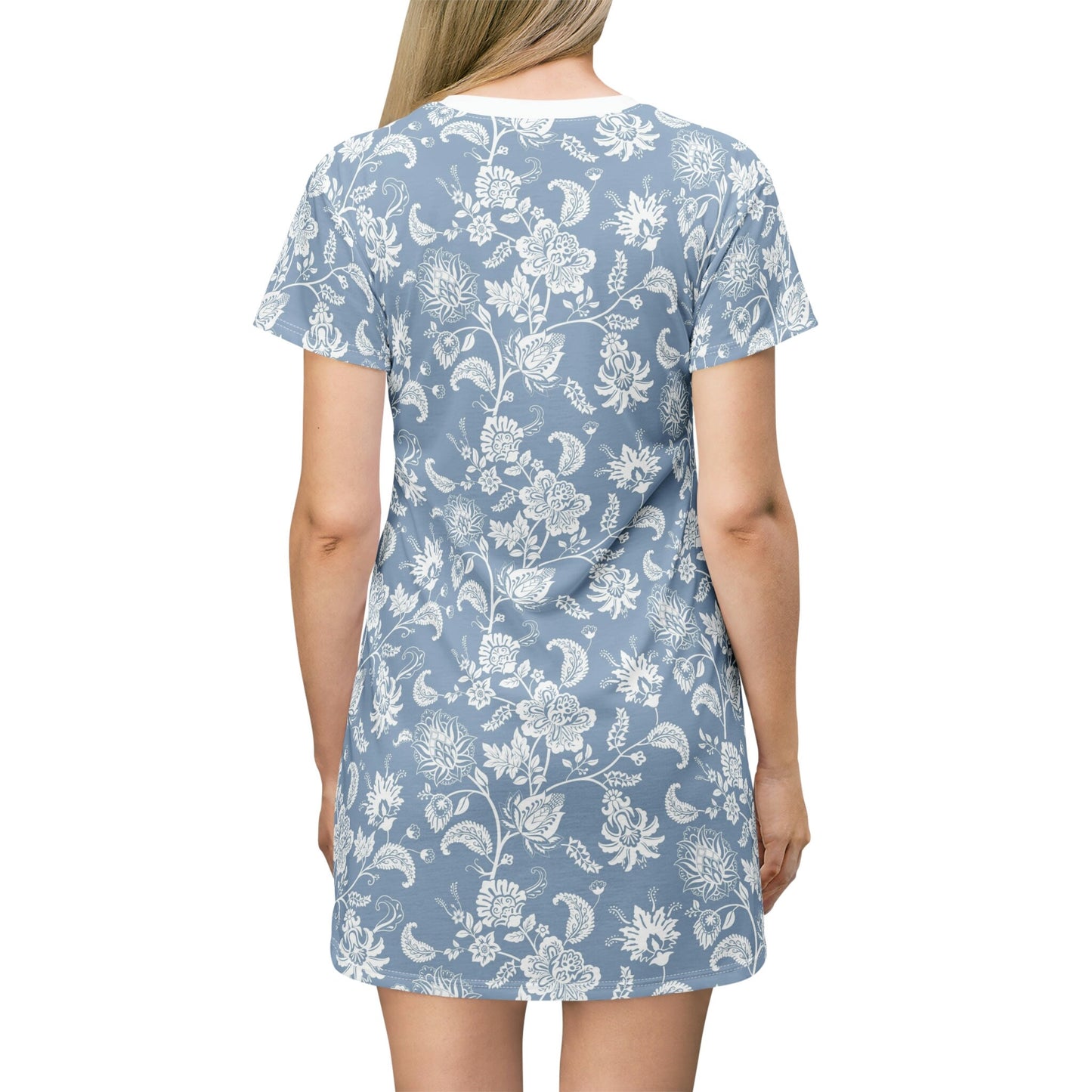 T-Shirt Dress - White Flowers