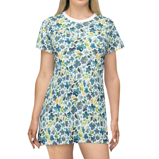 T-Shirt Dress - Blue and Yellow Floral