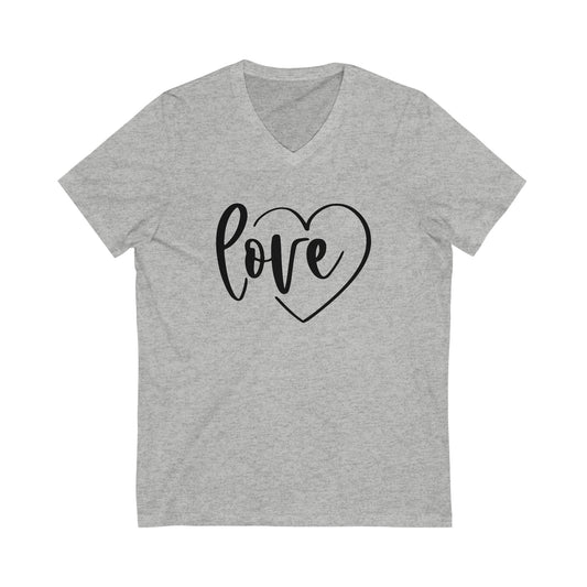 Unisex Jersey Short Sleeve V-Neck Tee - Love Heart