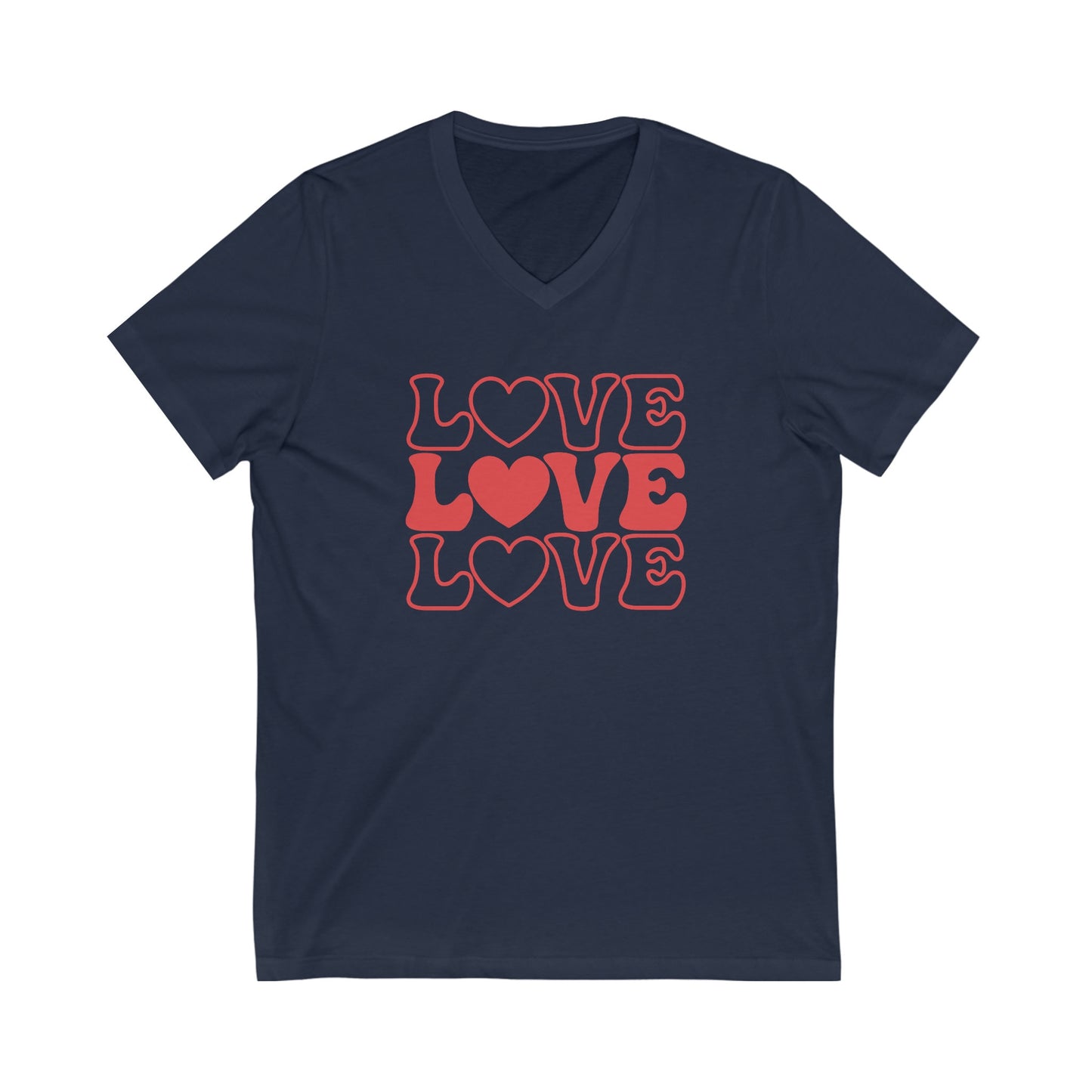 Unisex Jersey Short Sleeve V-Neck Tee - Love, Love, Love