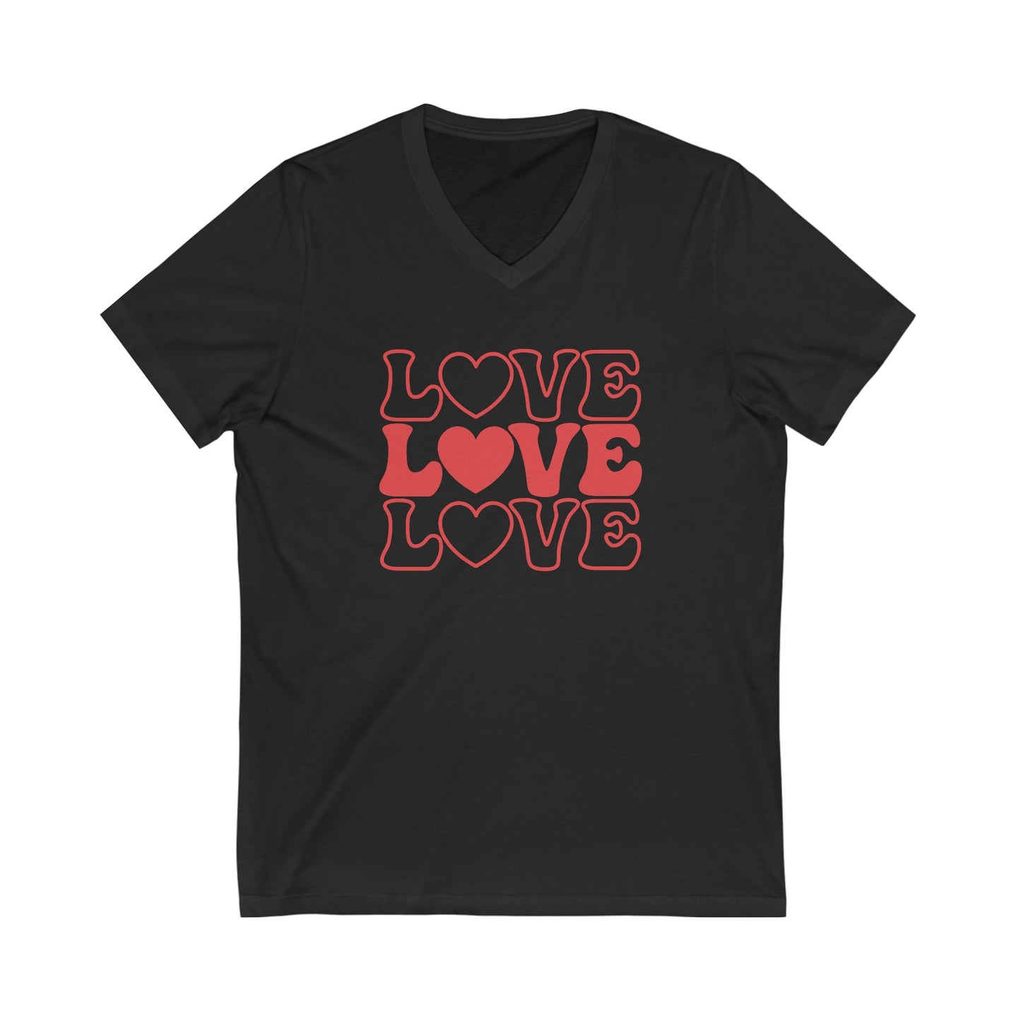 Unisex Jersey Short Sleeve V-Neck Tee - Love, Love, Love
