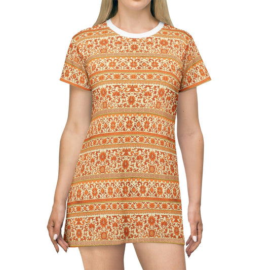T-Shirt Dress - Orange Flower