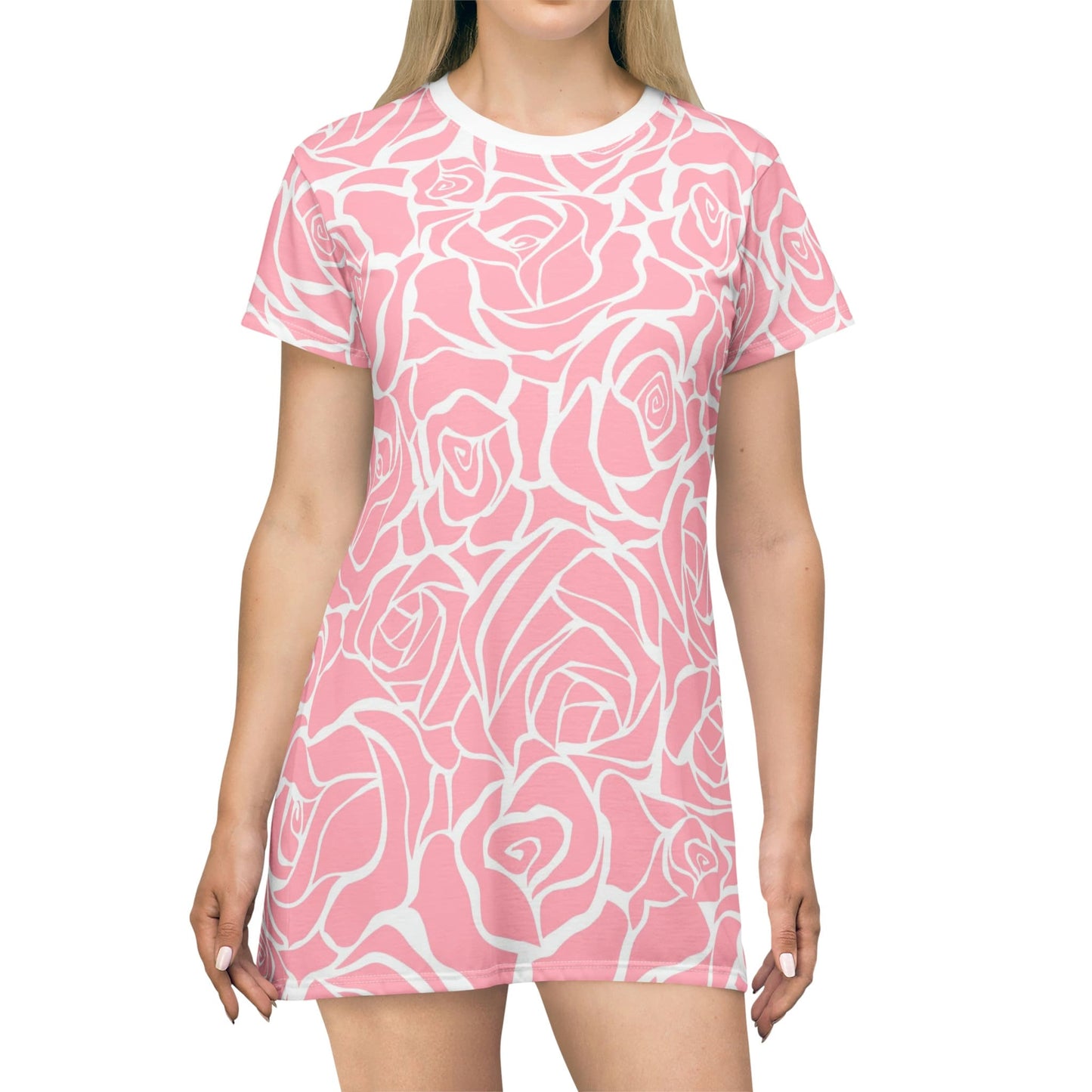 T-Shirt Dress - Pink Roses