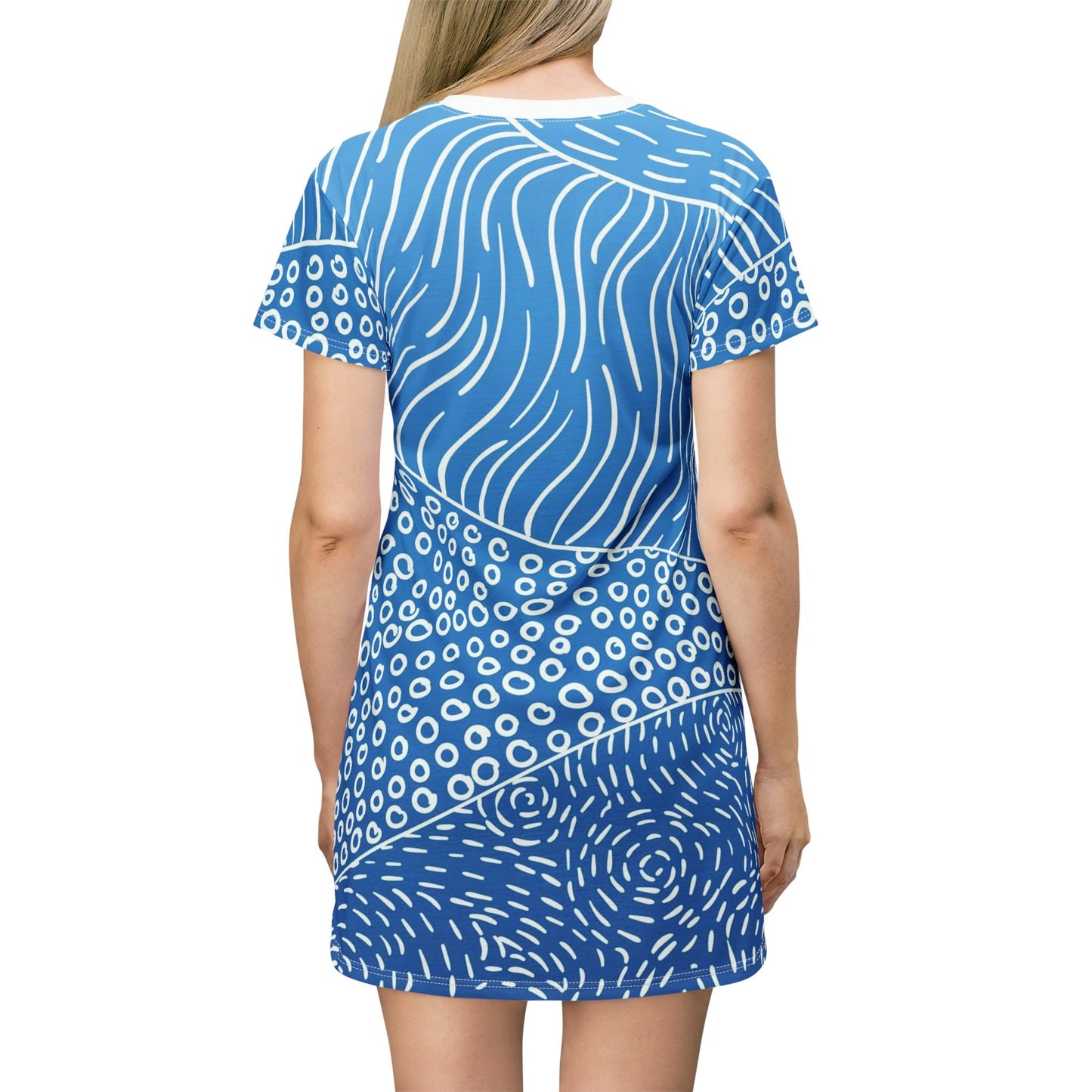 T-Shirt Dress - Blue and White Abstract
