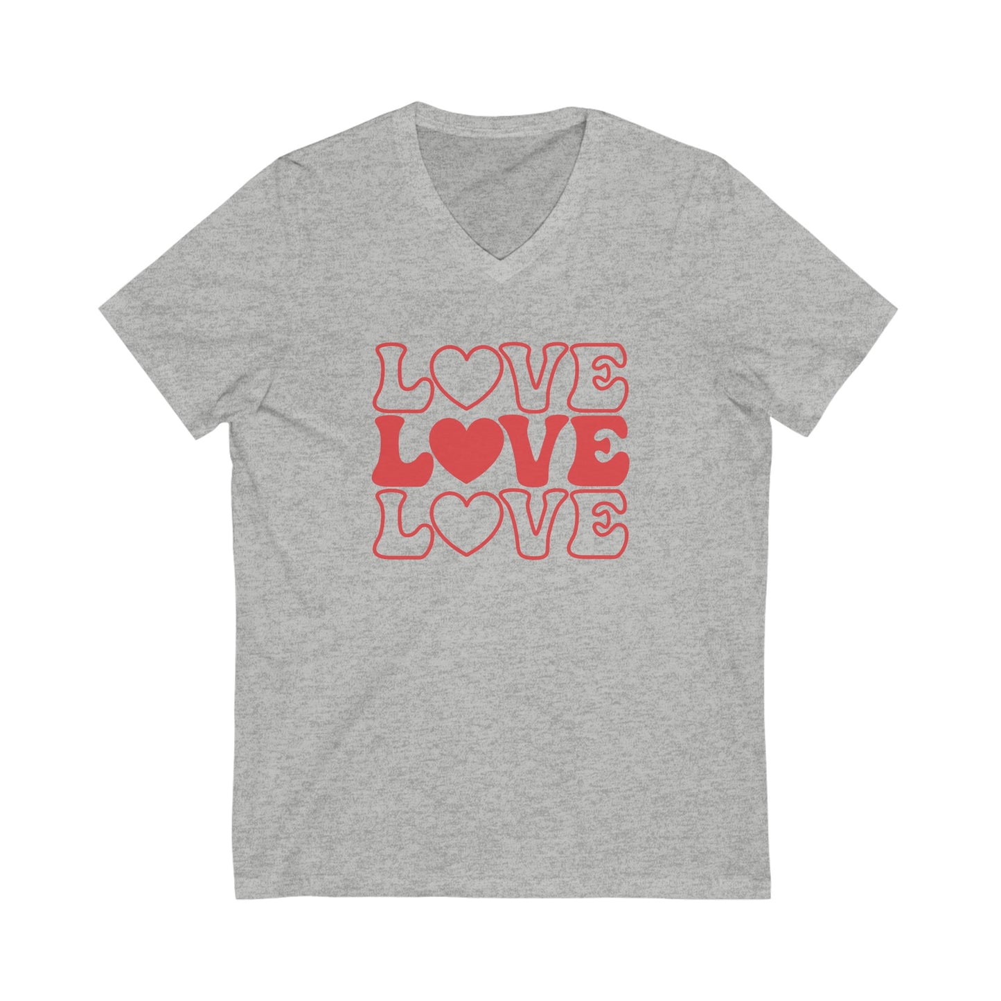 Unisex Jersey Short Sleeve V-Neck Tee - Love, Love, Love