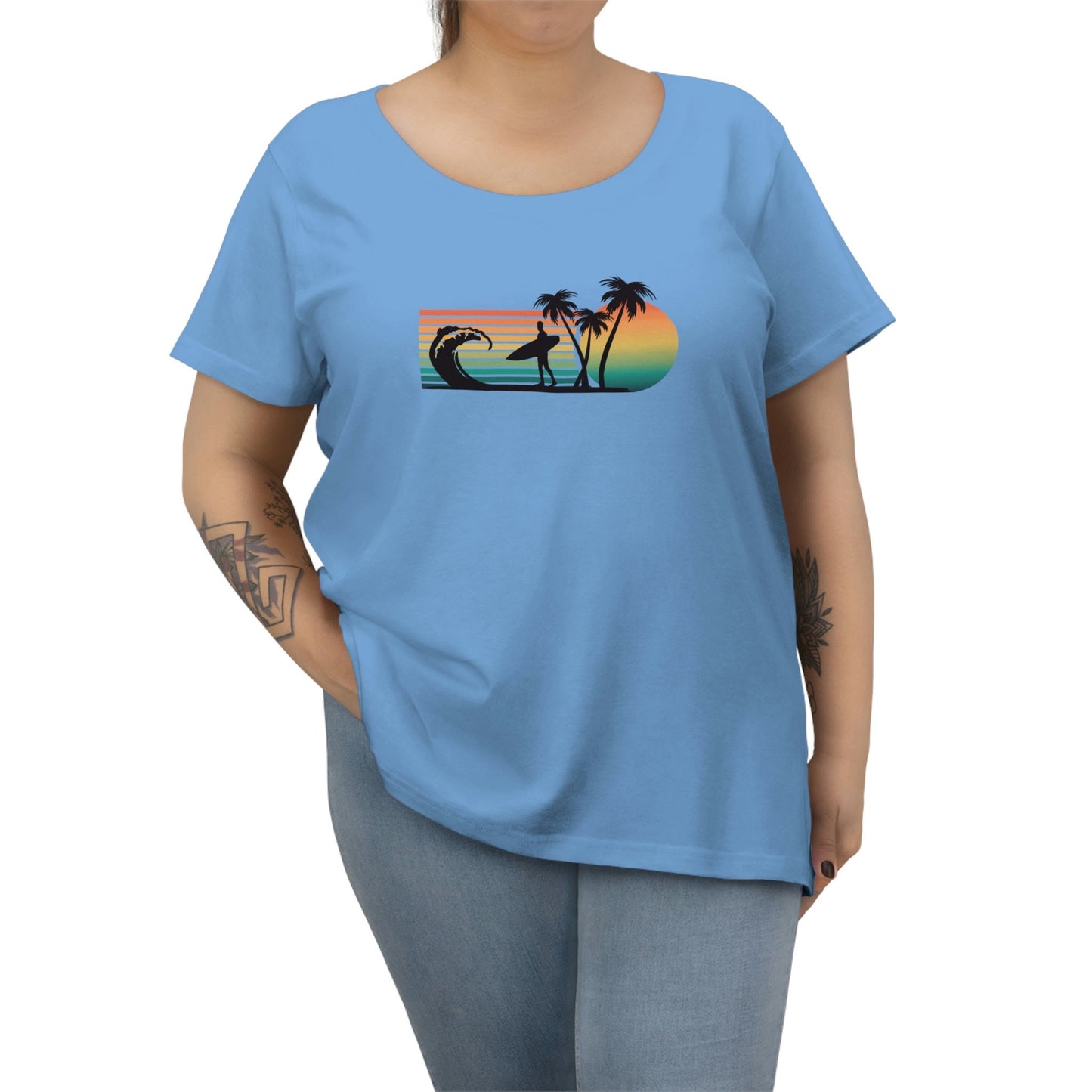 Surfer Silhouette - Women's Curvy Tee