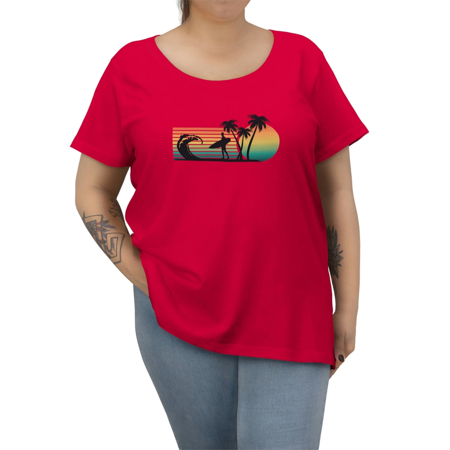 Surfer Silhouette - Women's Curvy Tee