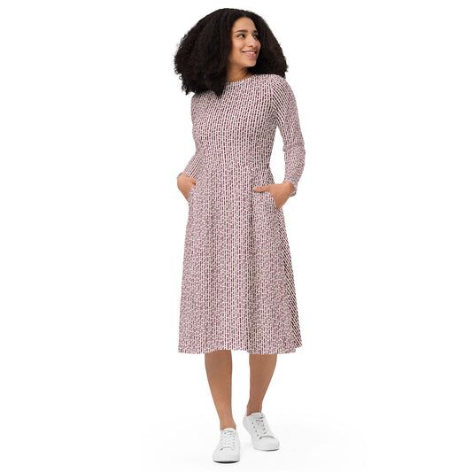 Pink Boho Vives - All-over print long sleeve midi dress