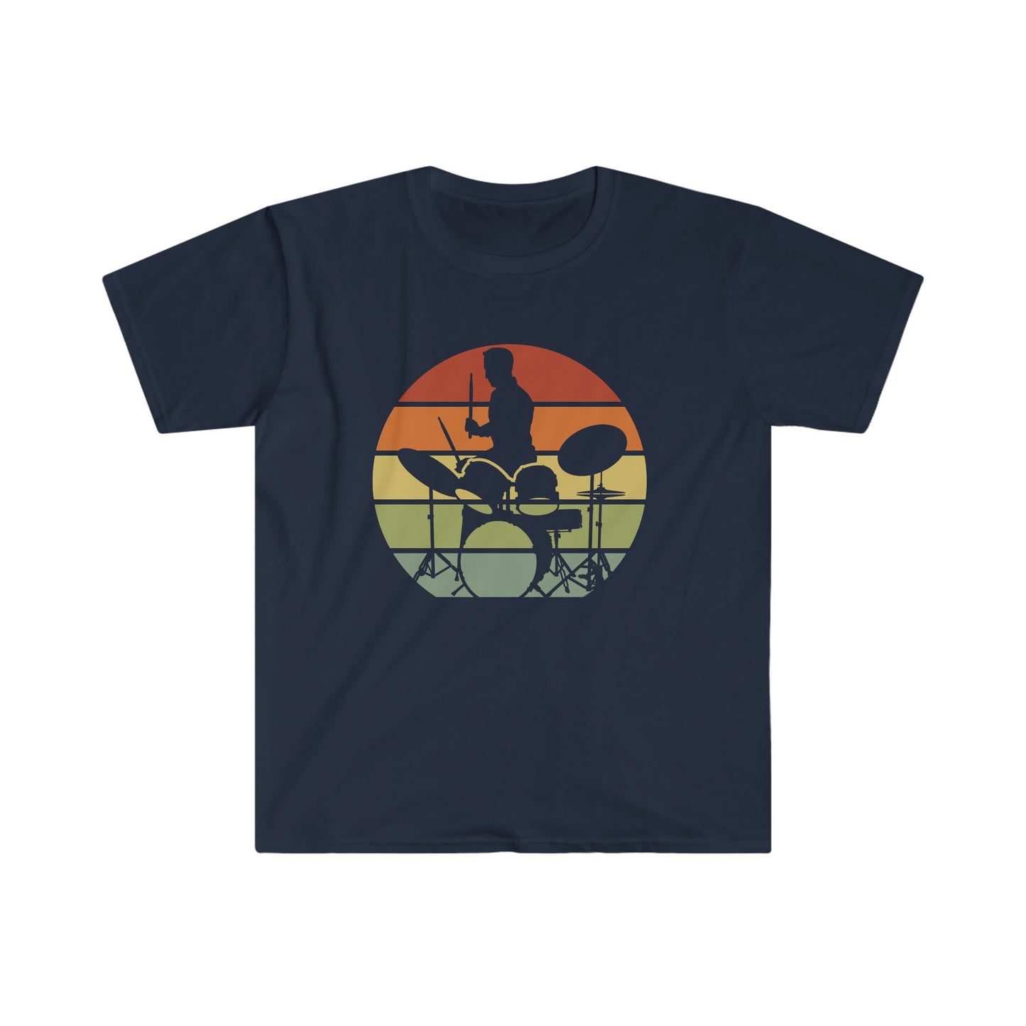 Drummer Silhouette - Retro 1 - Unisex Softstyle T-Shirt