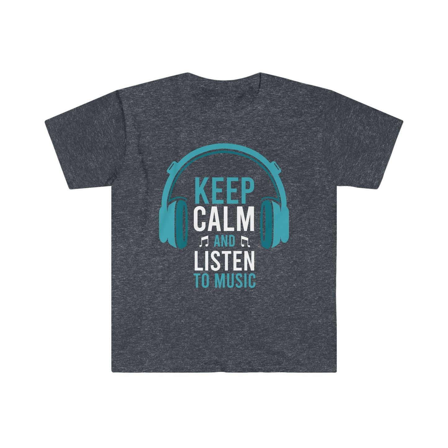 Keep Calm and Listen to Music - Headphones - Unisex Softstyle T-Shirt