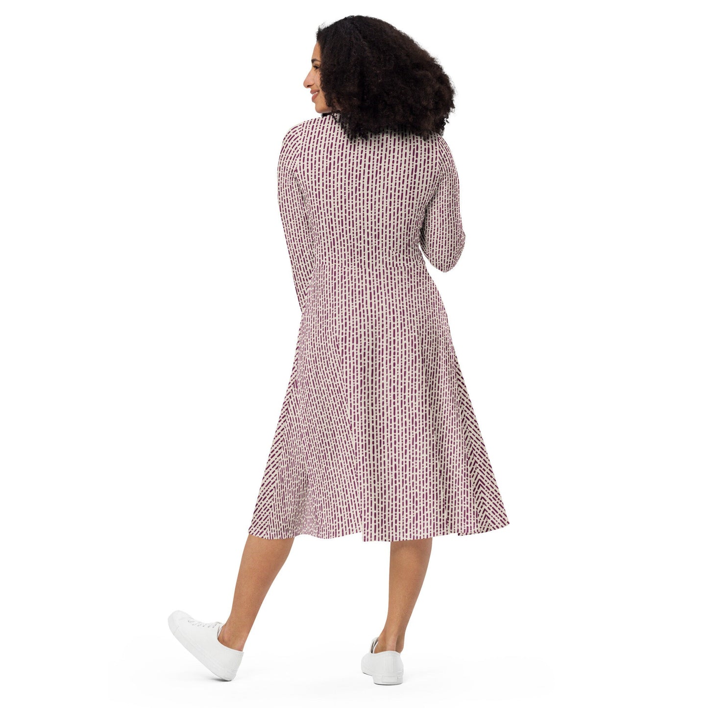 Pink Boho Vives - All-over print long sleeve midi dress