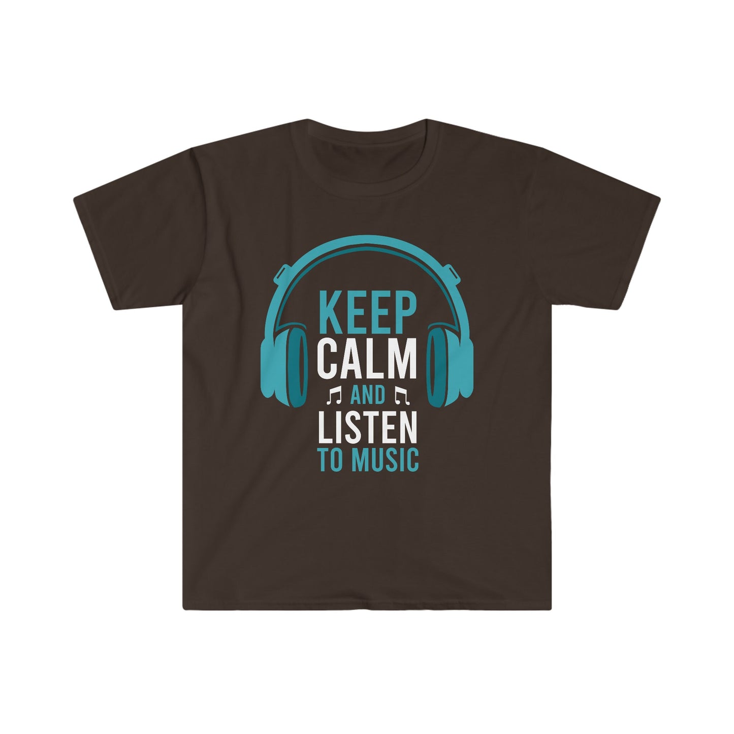 Keep Calm and Listen to Music - Headphones - Unisex Softstyle T-Shirt