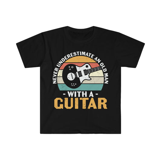 Never Underestimate an Old Man with a Guitar - Unisex Softstyle T-Shirt