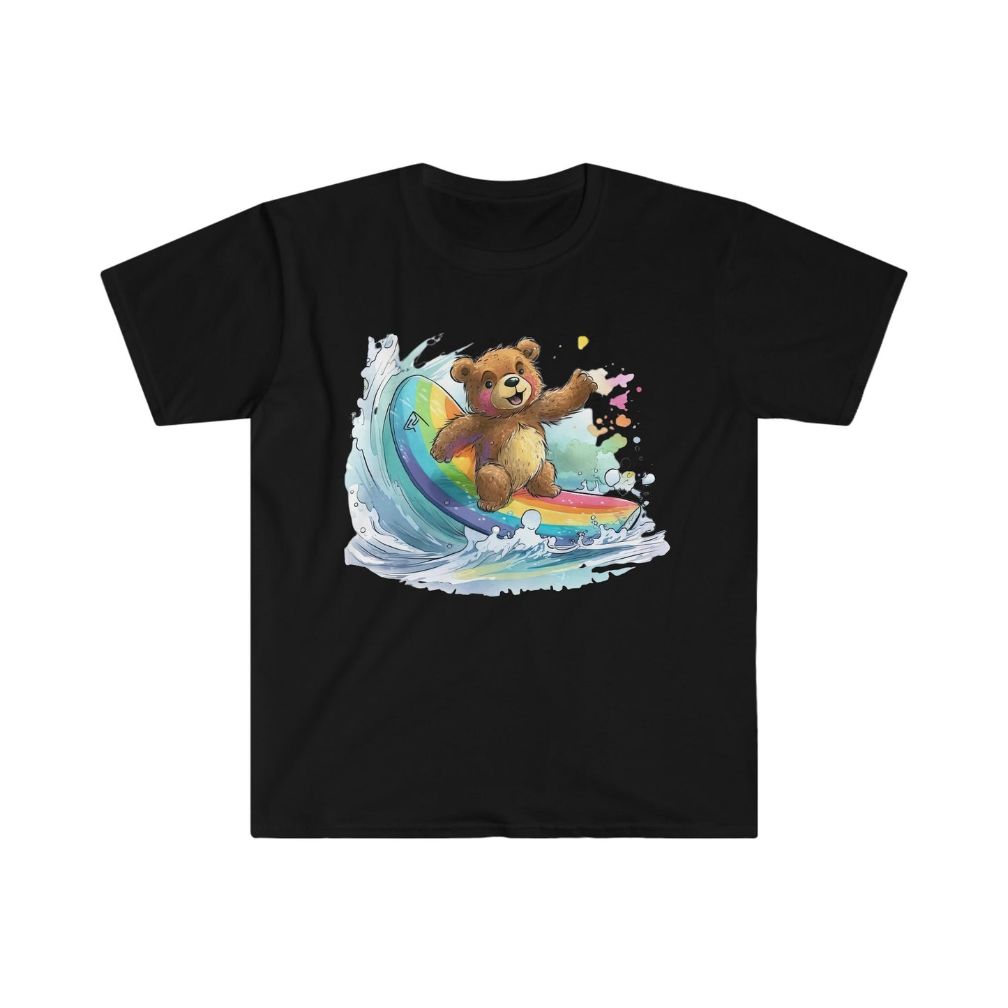 Surfing Rainbow Bear - LGBT - Pride - Unisex Softstyle T-Shirt