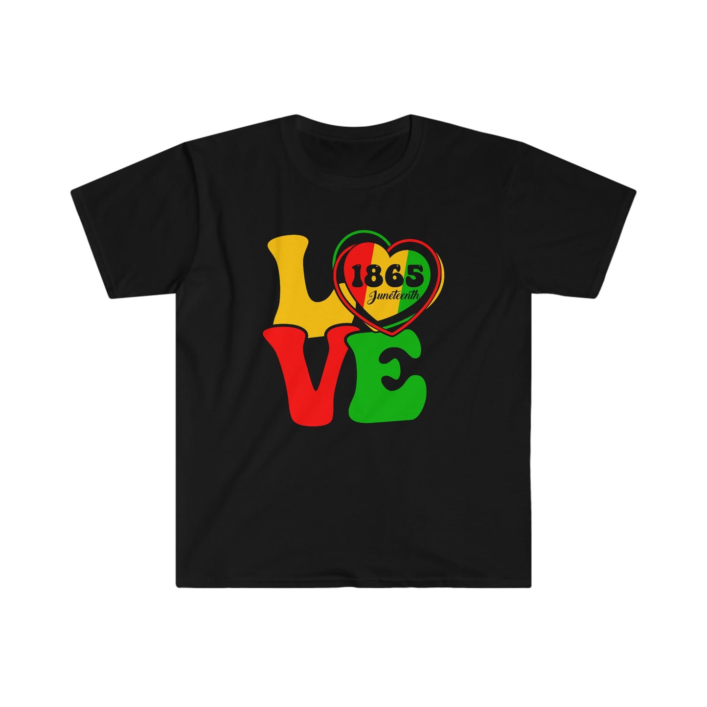 LOVE - Juneteenth - Heart - FREEDOM - 1865 - Unisex Softstyle T-Shirt