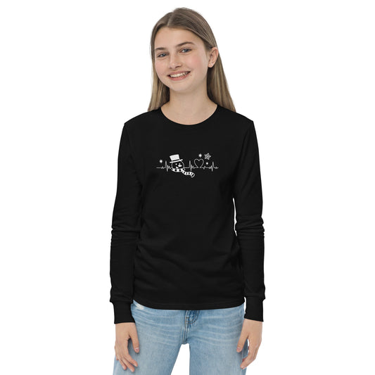 Snowman Heartbeat - Funny Christmas - Youth long sleeve tee