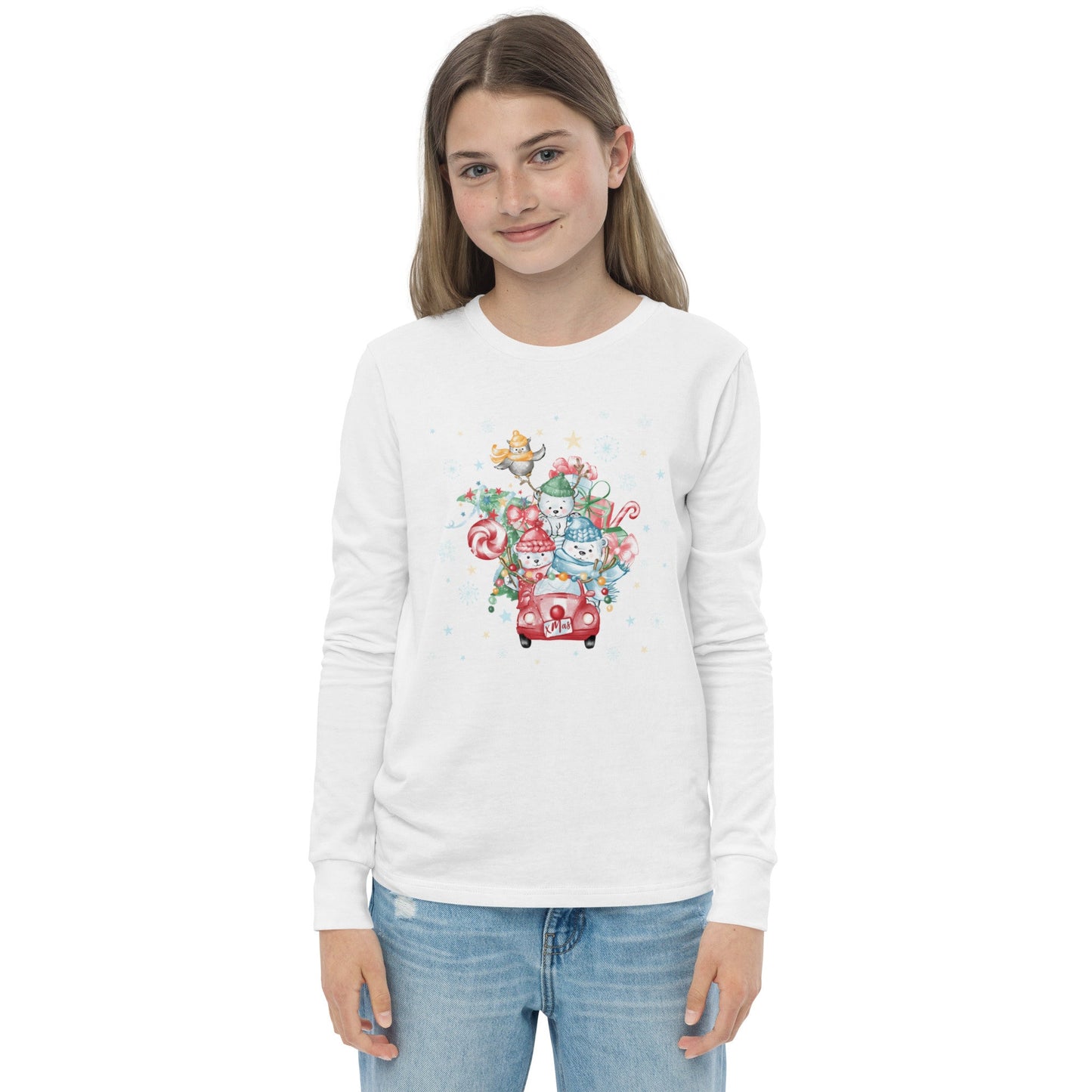 Christmas Car - Youth long sleeve tee