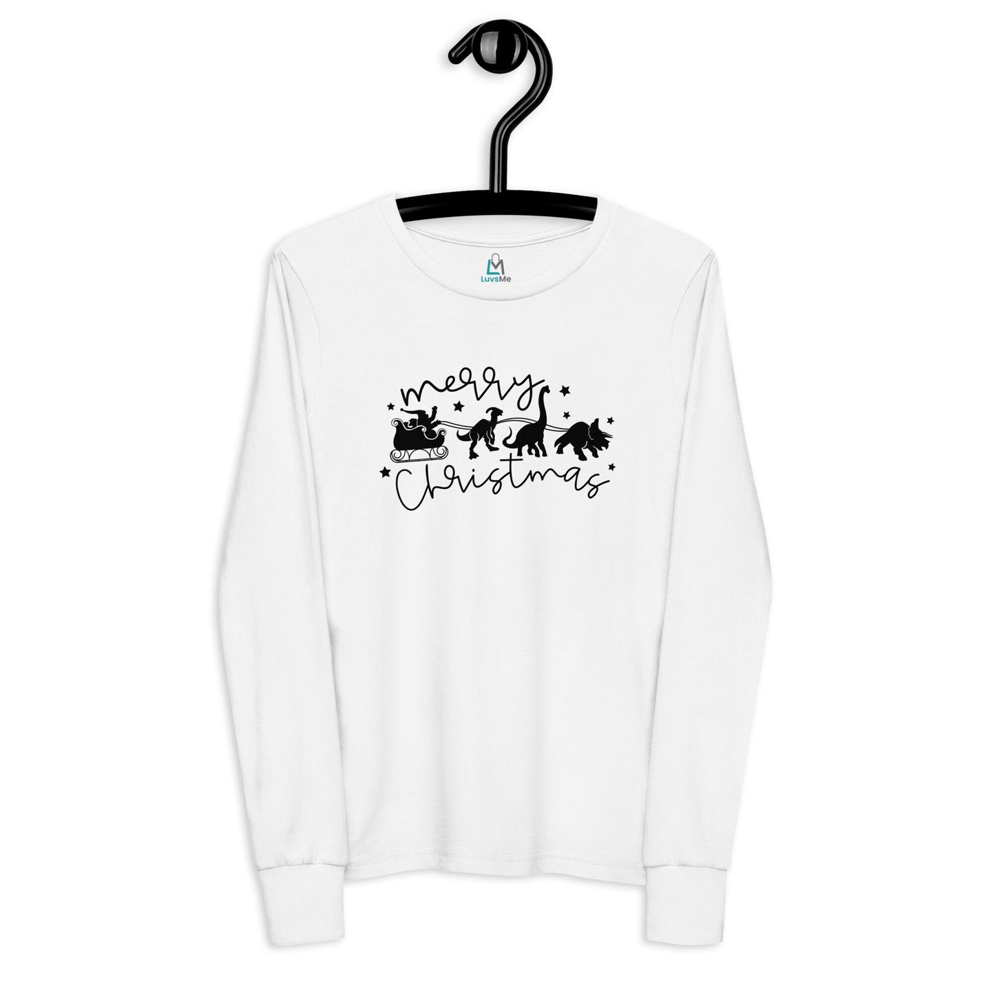Santa's Sleigh pulled by Dinosaurs - Funny Christmas - Youth long sleeve tee