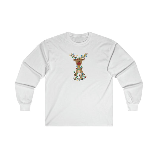 Reindeer Covered in Christmas Lights - Funny Christmas - Ultra Cotton Long Sleeve Tee