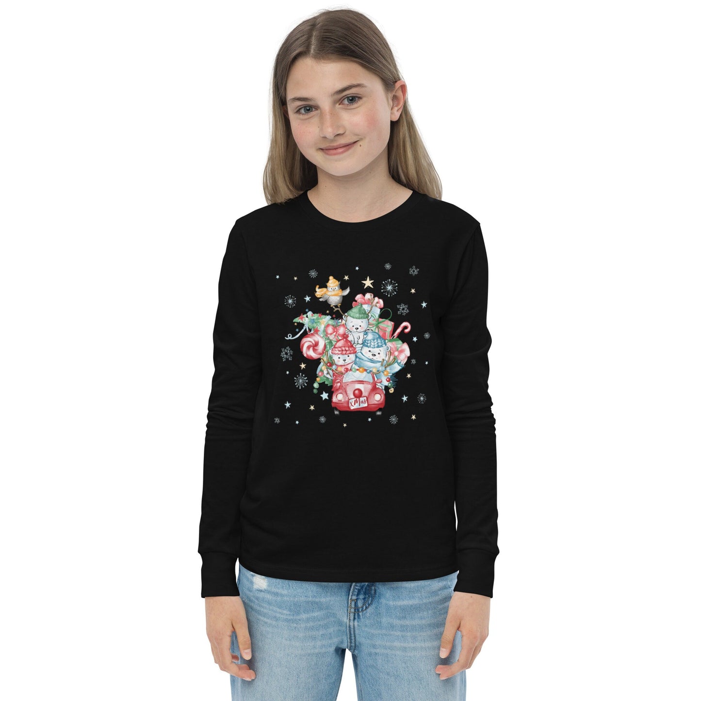Christmas Car - Youth long sleeve tee