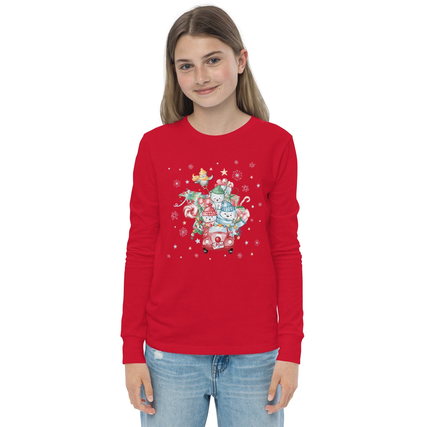 Christmas Car - Youth long sleeve tee