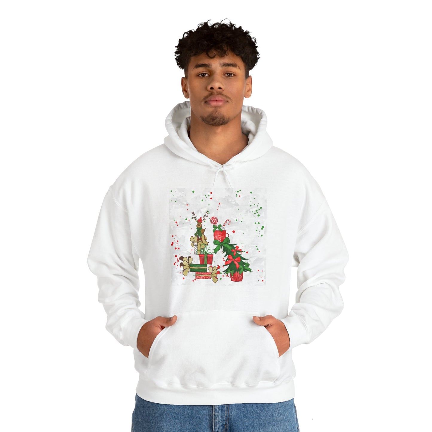 Reindeer Christmas -  Tree, Candy Cane, Presents - Funny Christmas - Unisex Heavy Blend™ Hooded Sweatshirt